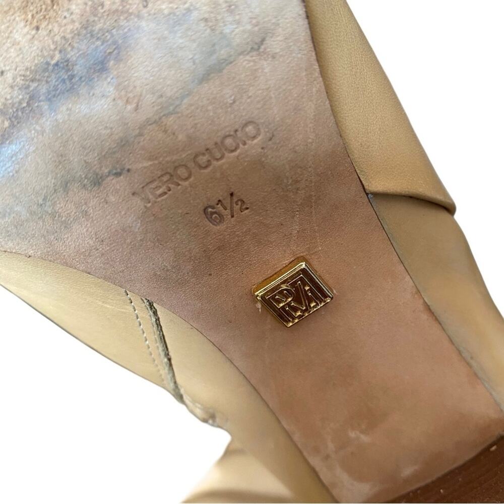 Pour La Victoire Imari Light Cognac Camel Leather Knee High Heeled Boots 6.5 - Picture 5 of 14